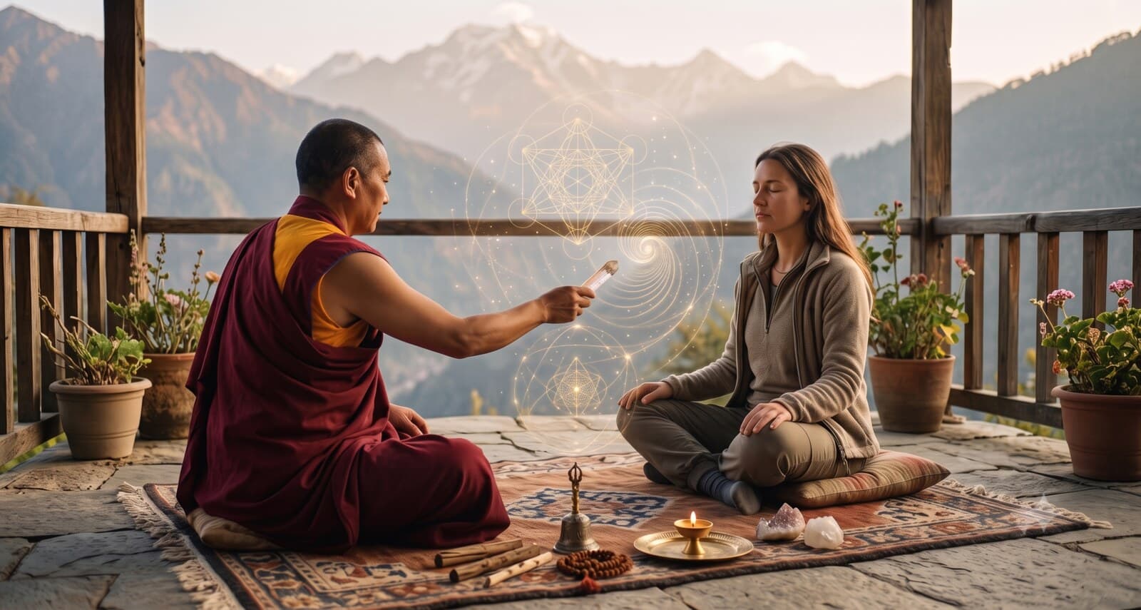 A Lama Fera healing ritual on a mountainside terrace
